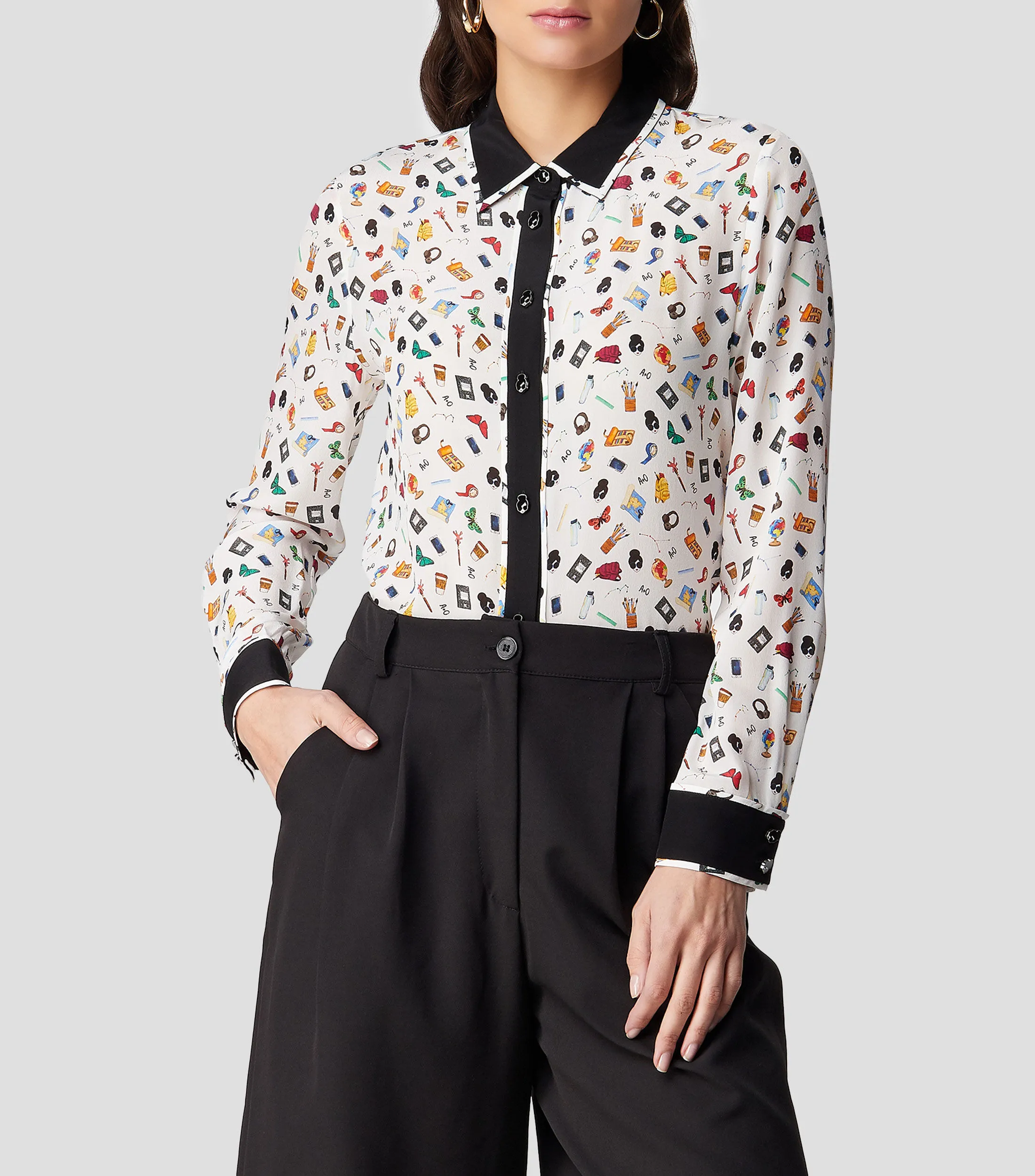 Alice and Olivia Camisa estampada manga larga Mujer