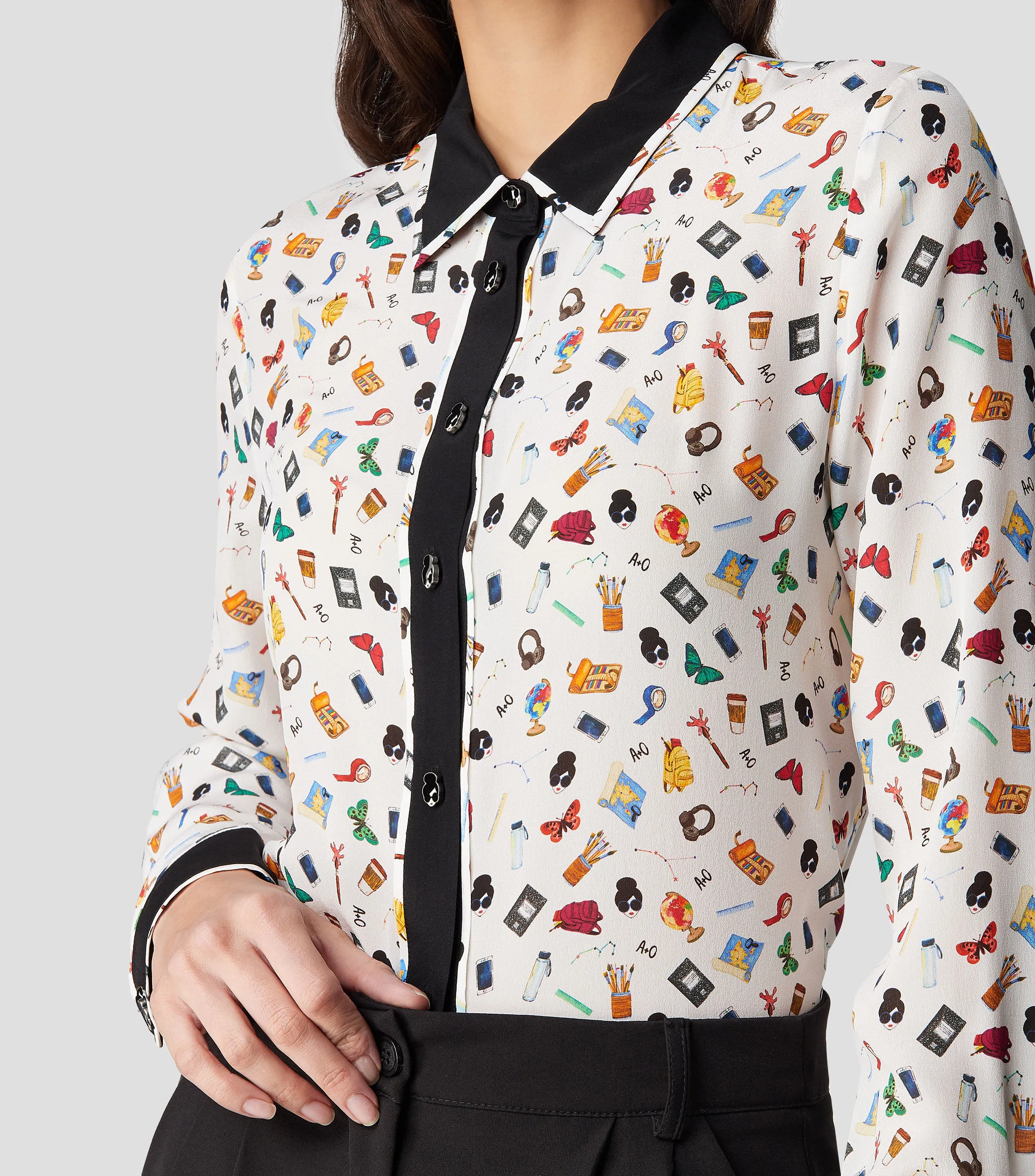 Alice and Olivia Camisa estampada manga larga Mujer