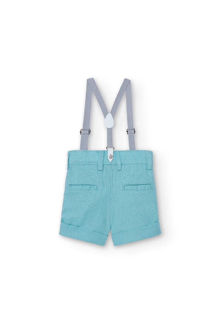 Bermudas de lino con tirantes de bebé niño en color verde