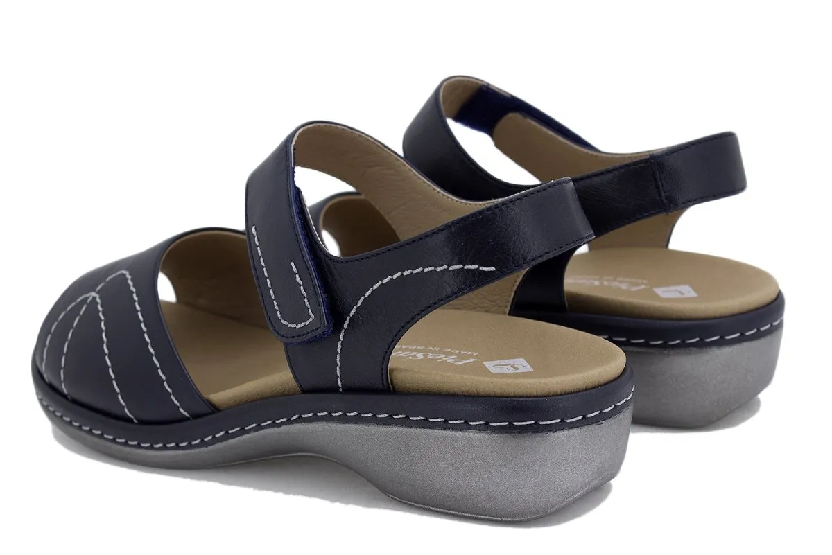 Blue Leather Removable Insole Sandal