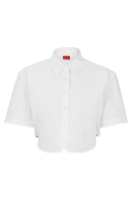 Blusa corta regular fit con logo elástico en la espalda
