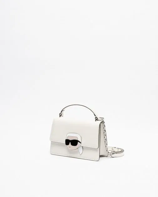 Bolso de mano Karl Lagerfeld K/Ikonik 2.0 Leather CB Lock Blanco