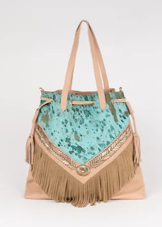 Bolso piel shopper turquesa Orissa