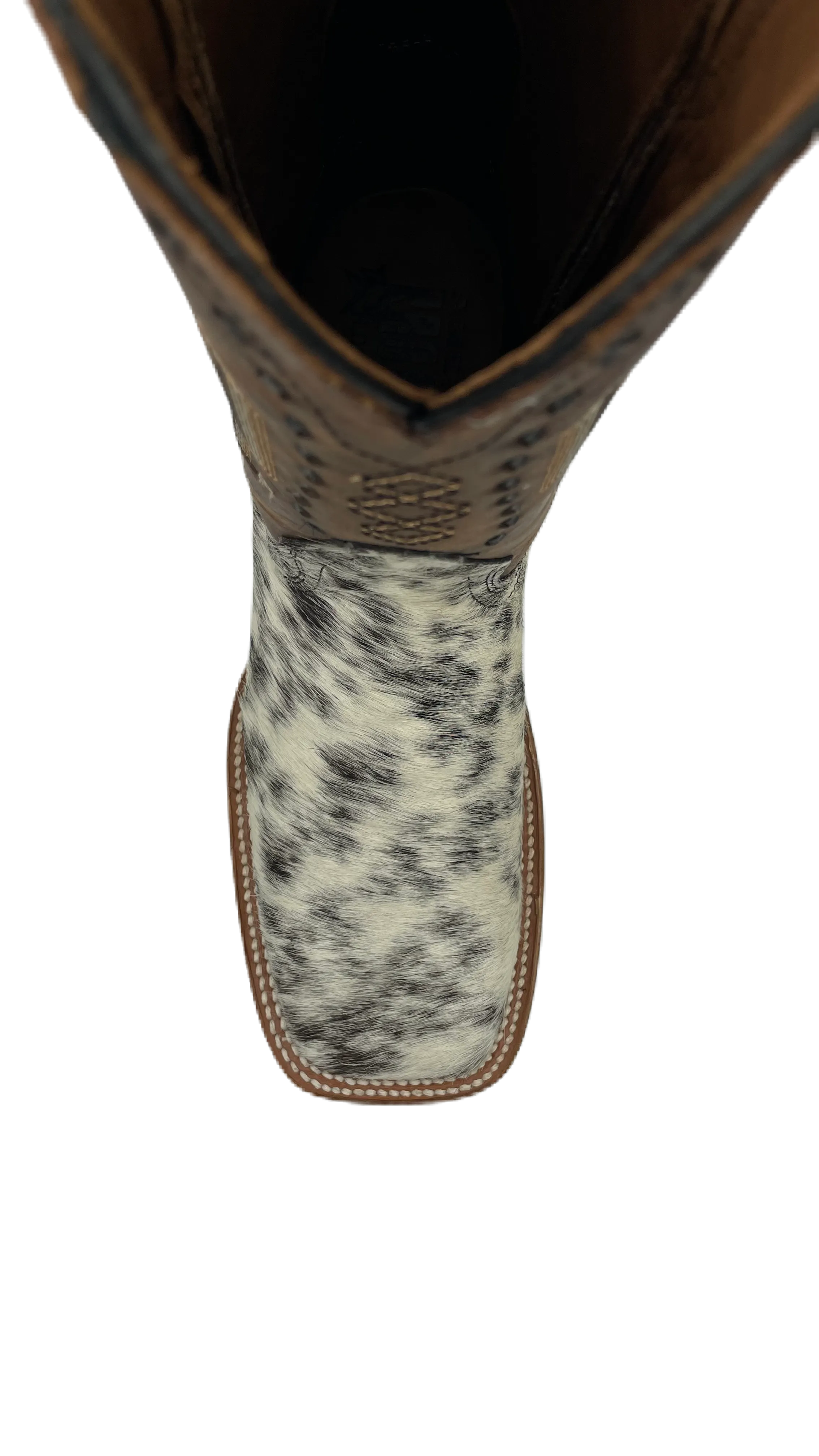 Bota vaquera para hombre piel Pelo de Res blanco con negro