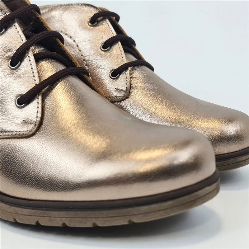 Botines Cómodos Mujer Piel Cuña Cordones Plantilla Extraíble 70241 Platino, de Tupié