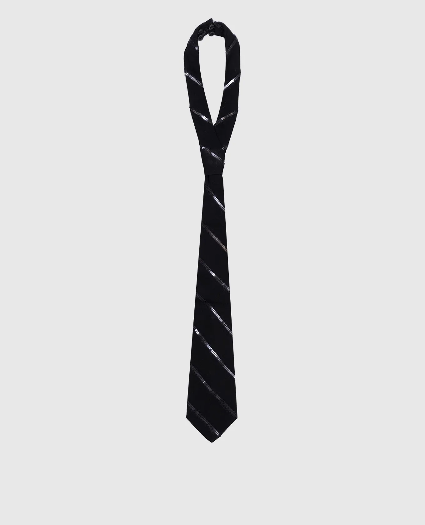 Brunello Cucinelli Black silk tie with sequins