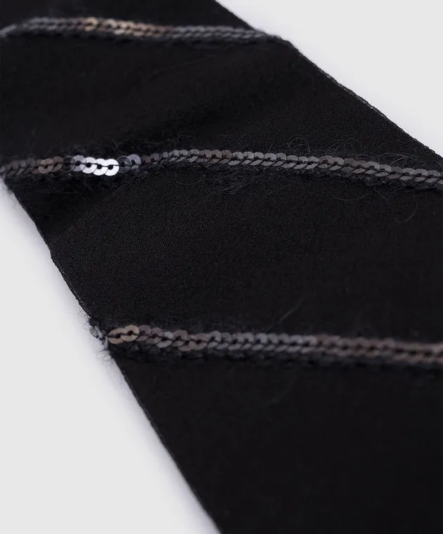 Brunello Cucinelli Black silk tie with sequins