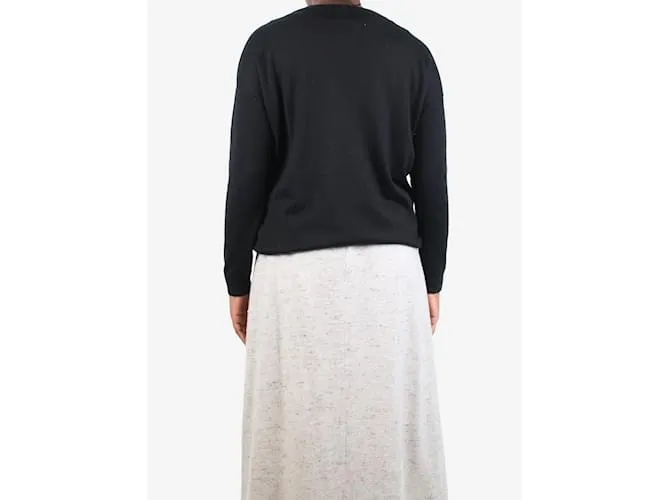 BRUNELLO CUCINELLI JERSEY NEGRO DE MEZCLA DE CACHEMIR CON PEDRERíA  TALLA M 