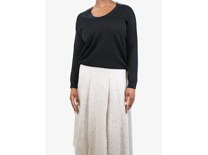 BRUNELLO CUCINELLI JERSEY NEGRO DE MEZCLA DE CACHEMIR CON PEDRERíA  TALLA M 