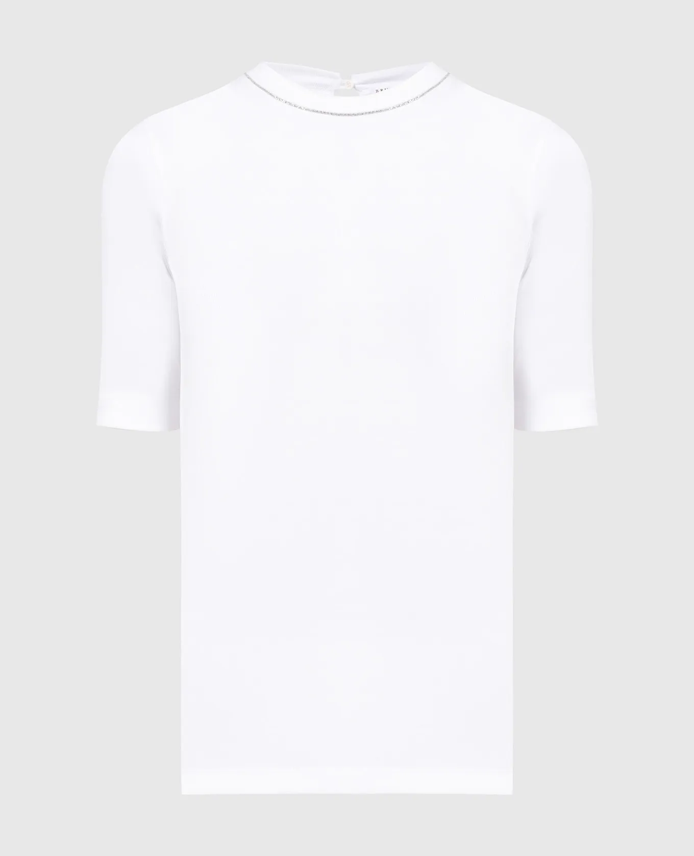 BRUNELLO CUCINELLI WHITE TSHIRT WITH A SCAR WITH A MONIL CHAIN