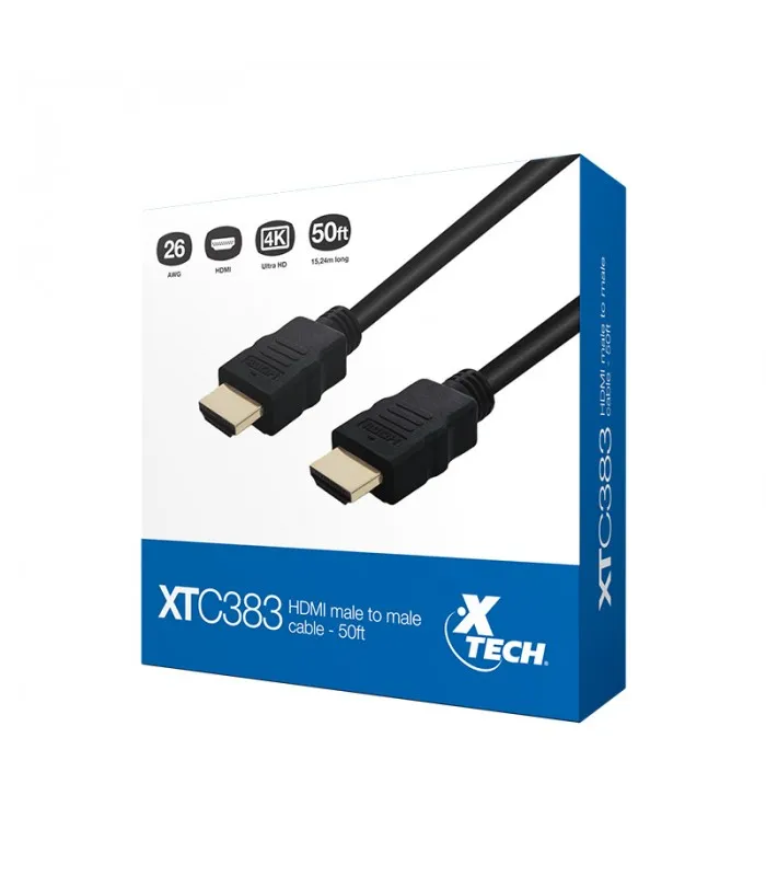 CABLE XTECH XTC383 15.24M 50FT HDMI M/M 26AWG 4K NEGRO
