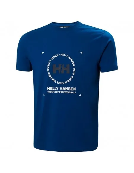 CAMISETA HELLY HANSEN AZUL MARINO LOGO FRONTAL  ECOOL