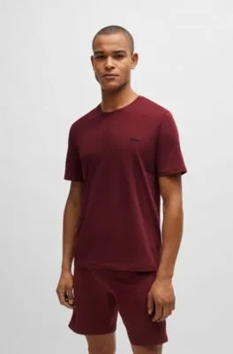 Camiseta regular fit en algodón elástico con logo bordado