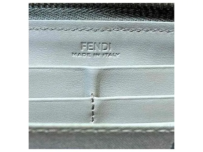 Cartera larga de cuero gris Fendi Castaño 
