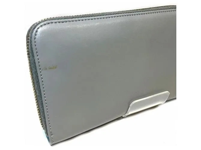 Cartera larga de cuero gris Fendi Castaño 