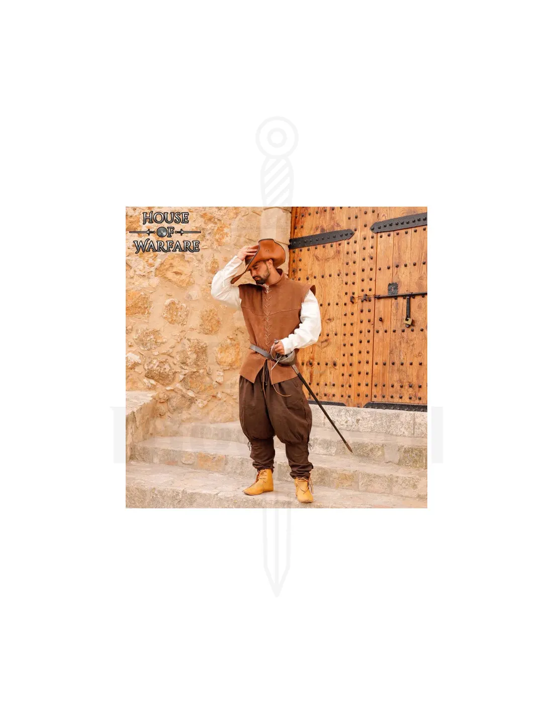 Chaleco medieval en piel de ante marrón