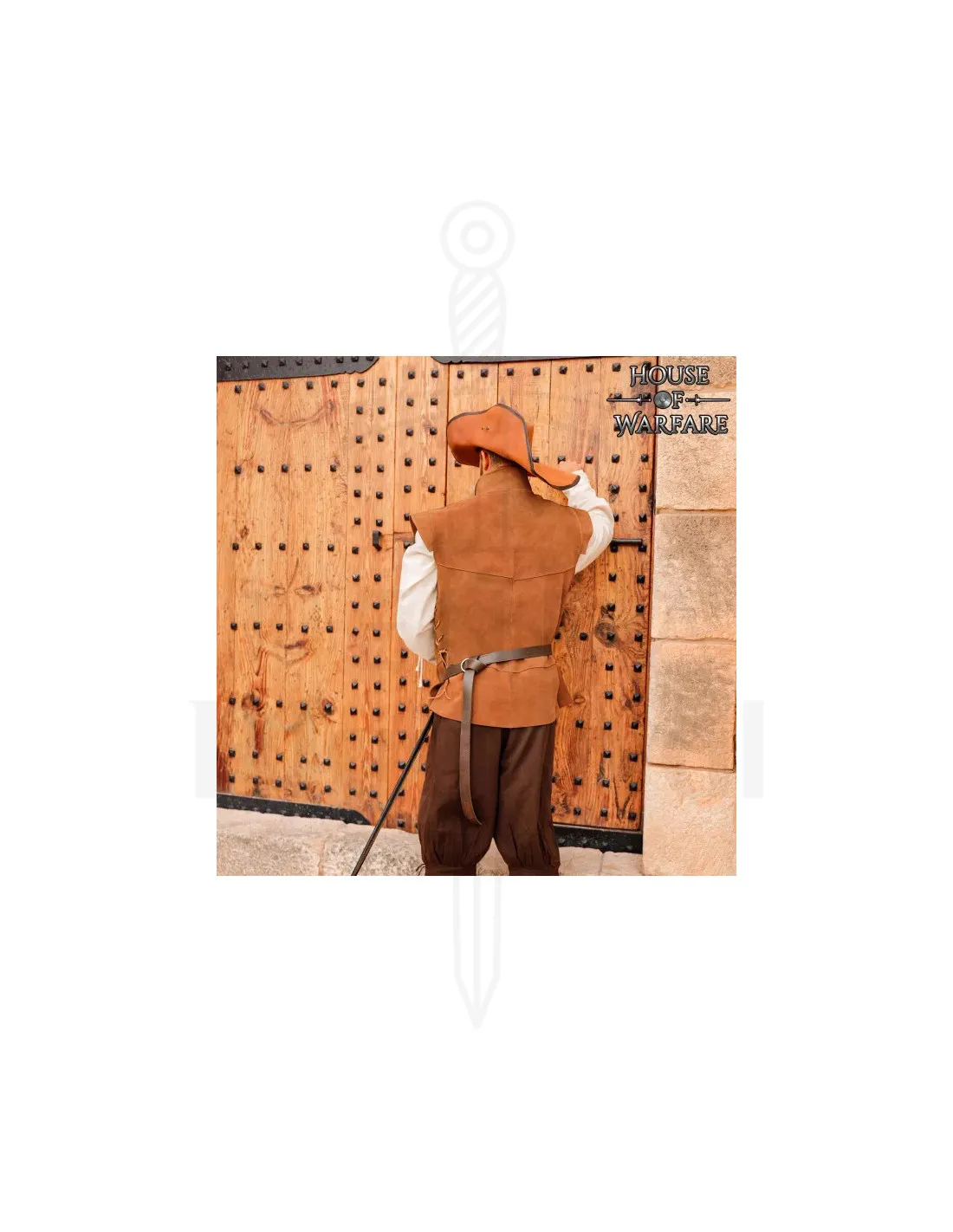 Chaleco medieval en piel de ante marrón