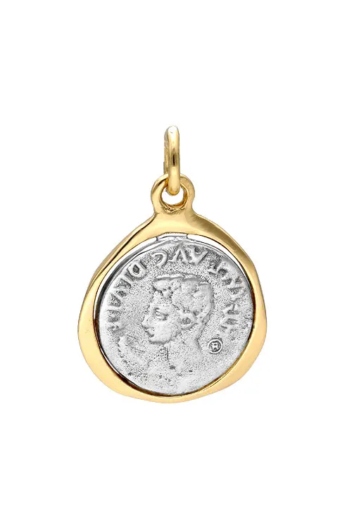 Colgante plata bicolor moneda antigua con cerco 251_11E0527