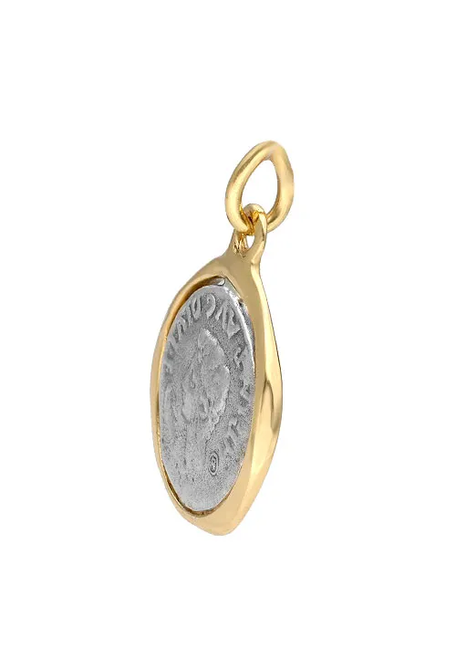 Colgante plata bicolor moneda antigua con cerco 251_11E0527
