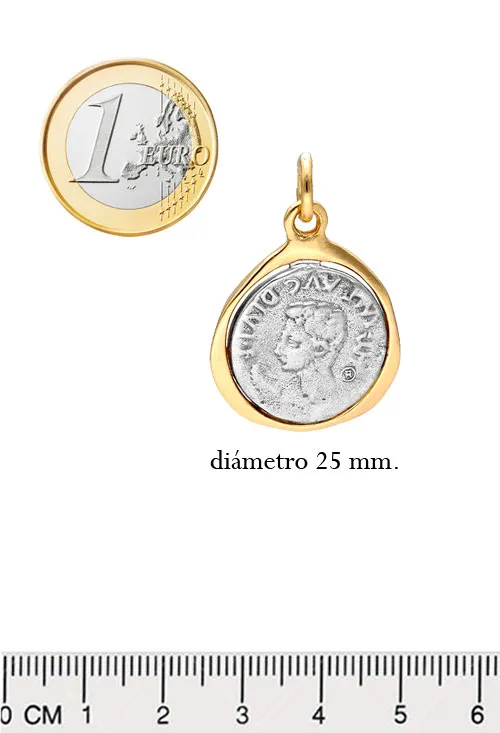 Colgante plata bicolor moneda antigua con cerco 251_11E0527