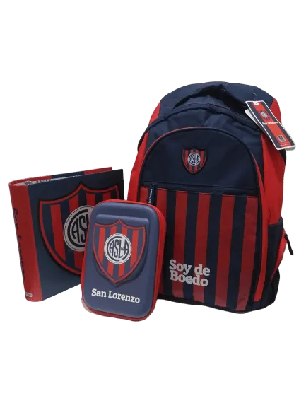 Combo Escolar San Lorenzo Mochila 18 pulgadas + Carpeta + Cartuchera 1 Piso Eva