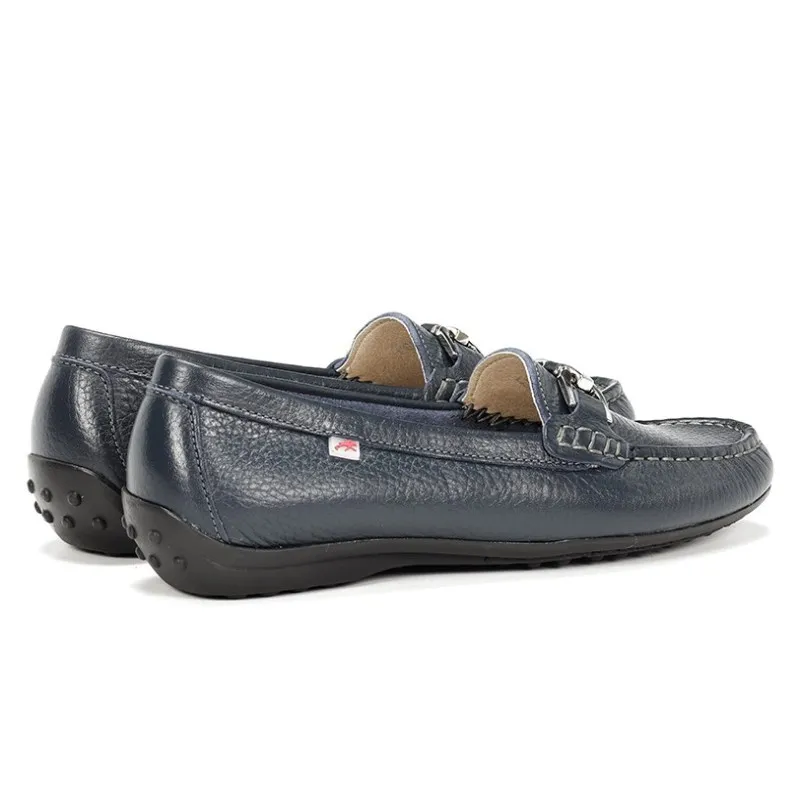 FLUCHOS Bruni F0804 Taupe y azul Mocasín adorno metal mujer
