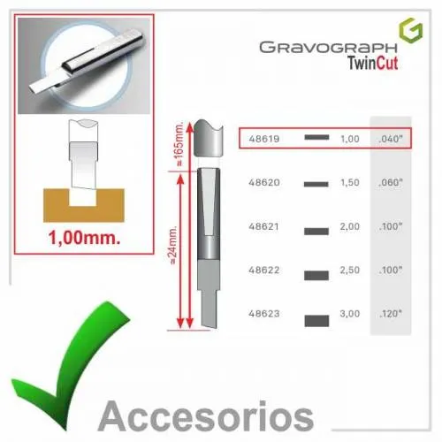 Fresa TwinCut Cilíndrico 1,00mm.