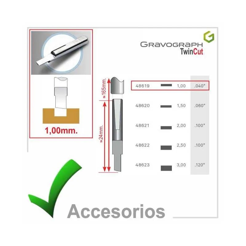 Fresa TwinCut Cilíndrico 1,00mm.