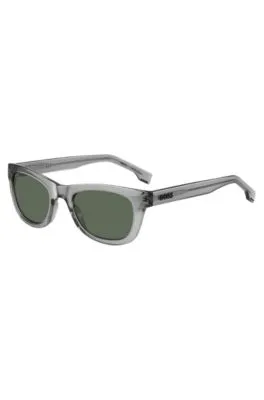 Gafas de sol de acetato gris con logo 3D