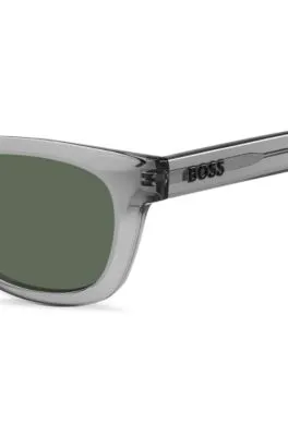 Gafas de sol de acetato gris con logo 3D
