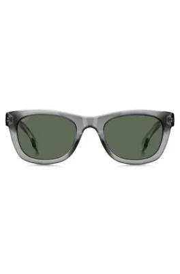 Gafas de sol de acetato gris con logo 3D