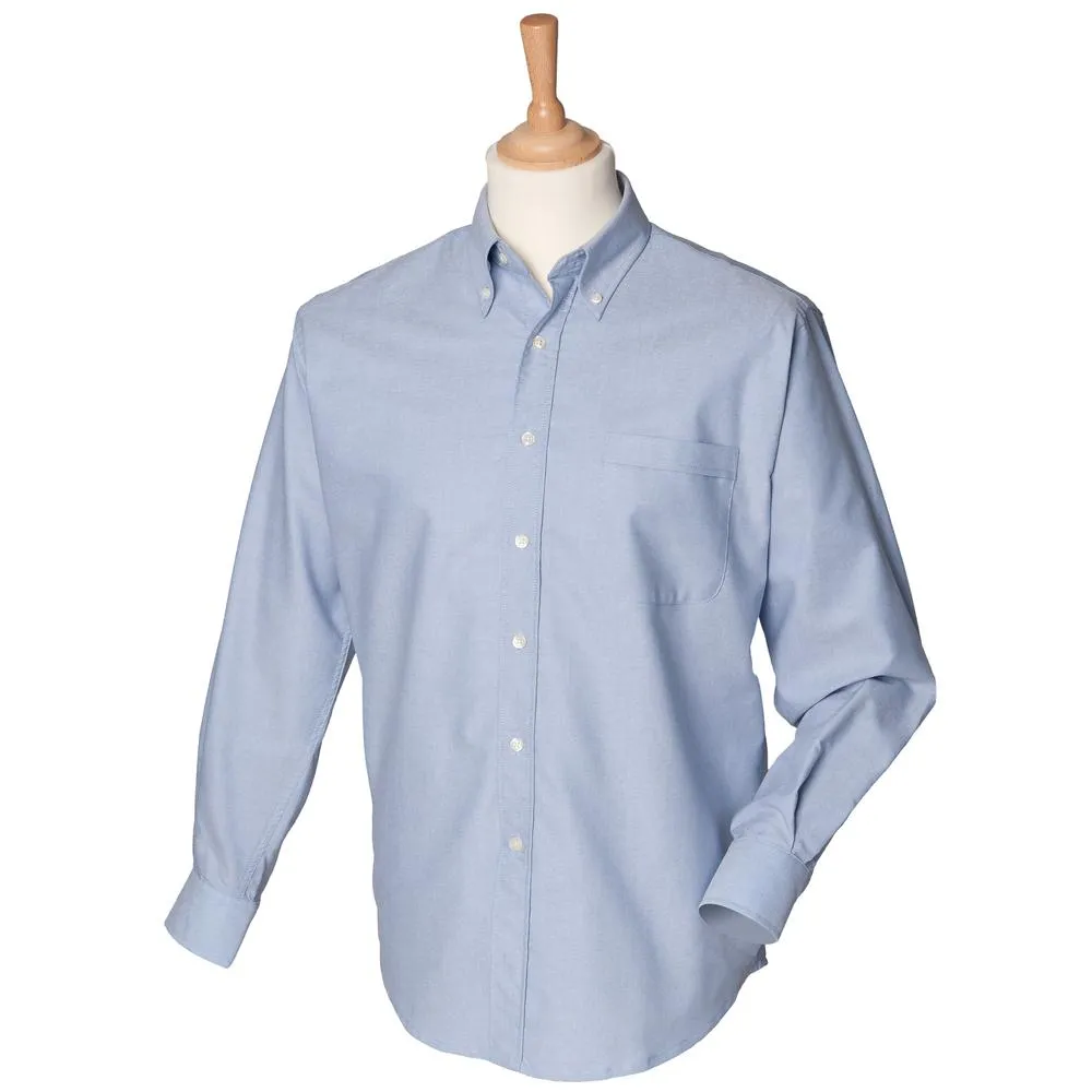 HENBURY HB510  CAMISA OXFORD DE MANGA LARGA  AZUL
