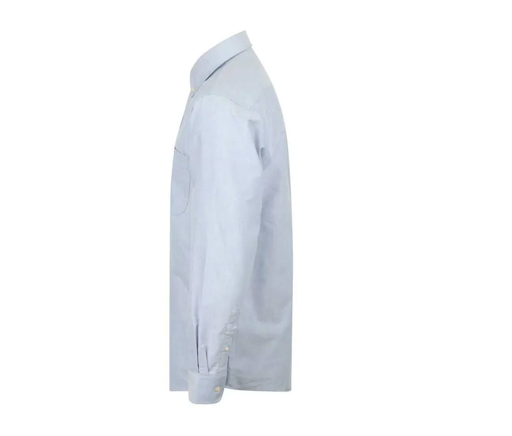 HENBURY HB510  CAMISA OXFORD DE MANGA LARGA  AZUL