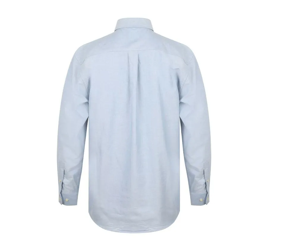 HENBURY HB510  CAMISA OXFORD DE MANGA LARGA  AZUL