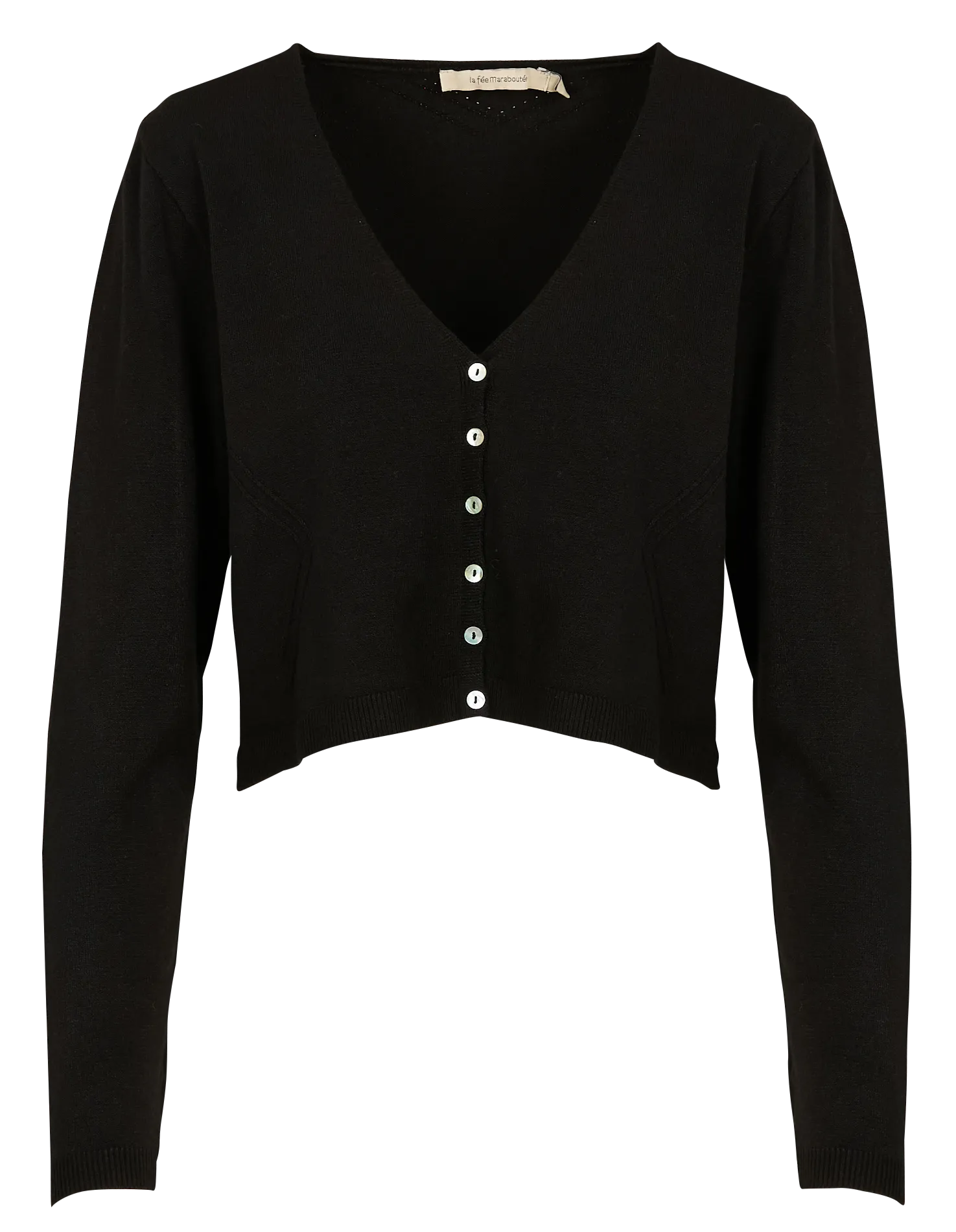 LA FEE MARABOUTEE Cárdigan corto con cuello de pico en negro