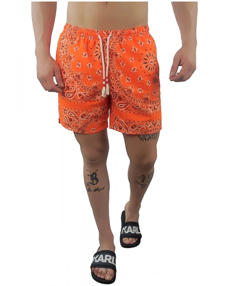 MC2 SAINT BARTH  BAñADOR ESTAMPADO BANDANA ROUND NARANJA
