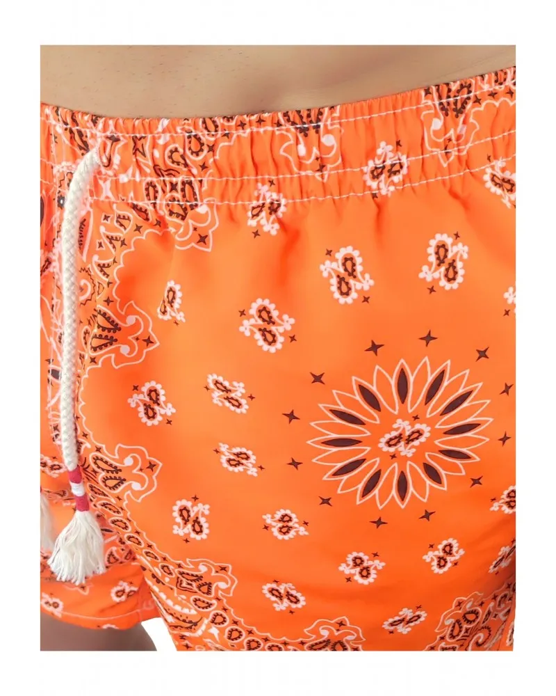 MC2 SAINT BARTH  BAñADOR ESTAMPADO BANDANA ROUND NARANJA