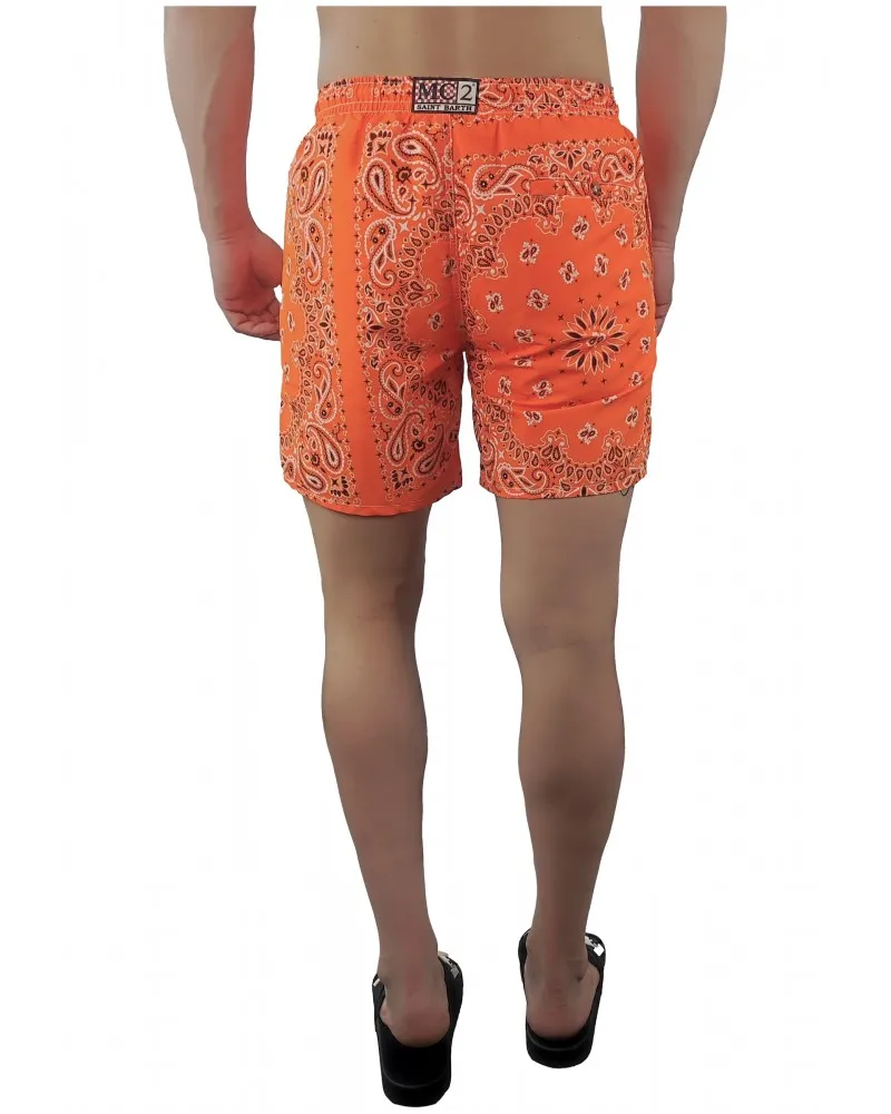MC2 SAINT BARTH  BAñADOR ESTAMPADO BANDANA ROUND NARANJA