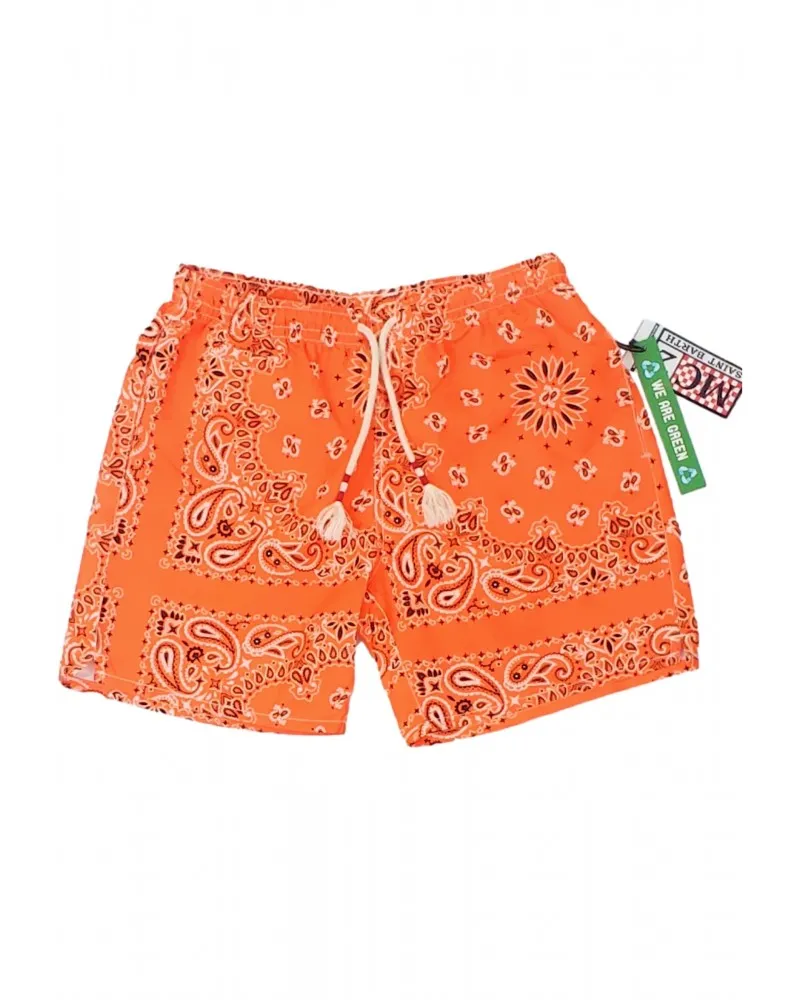 MC2 SAINT BARTH  BAñADOR ESTAMPADO BANDANA ROUND NARANJA