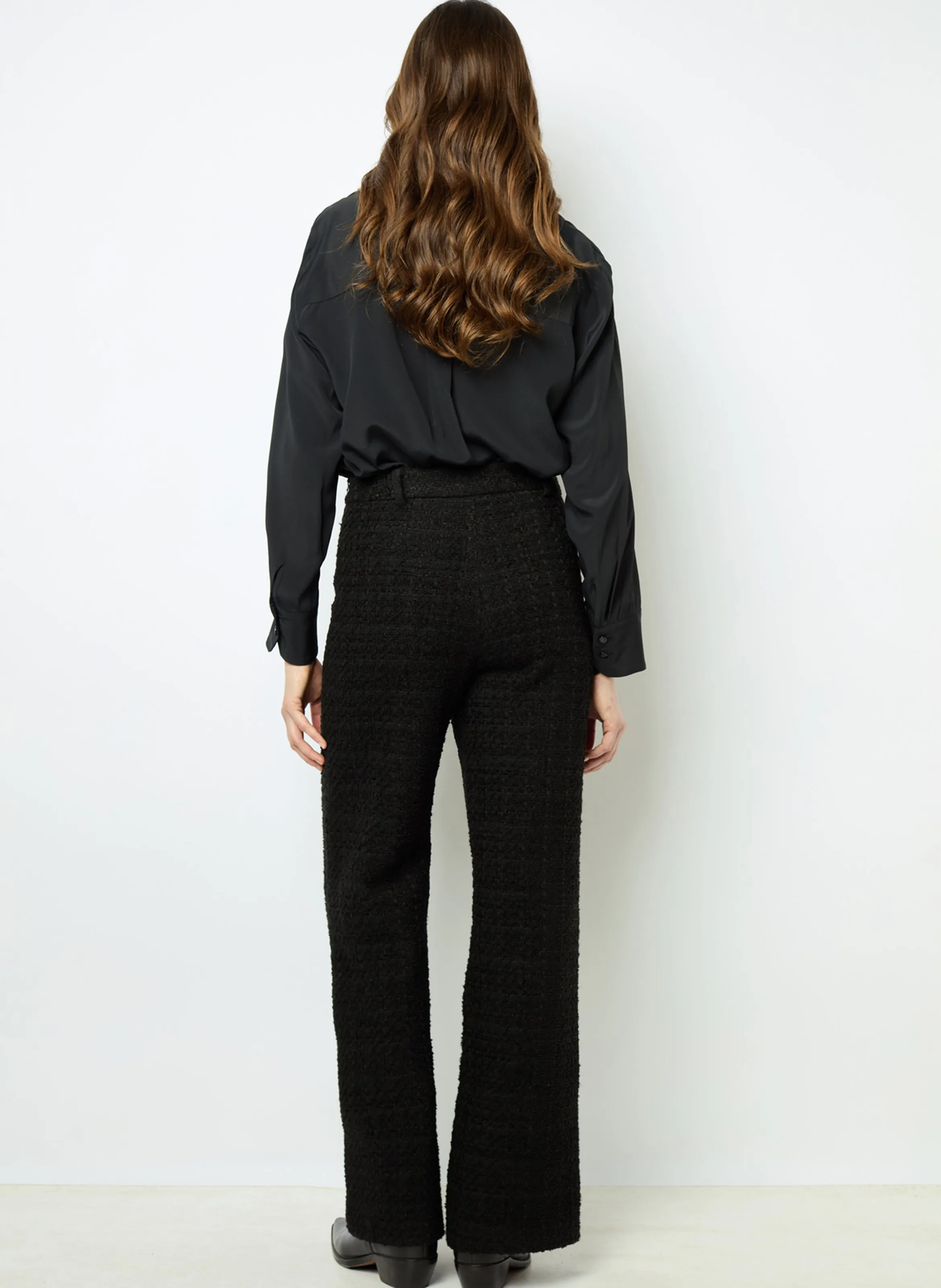 NADINE  PANTALóN DE ALGODóN MEZCLADO RECTO EN NEGRO