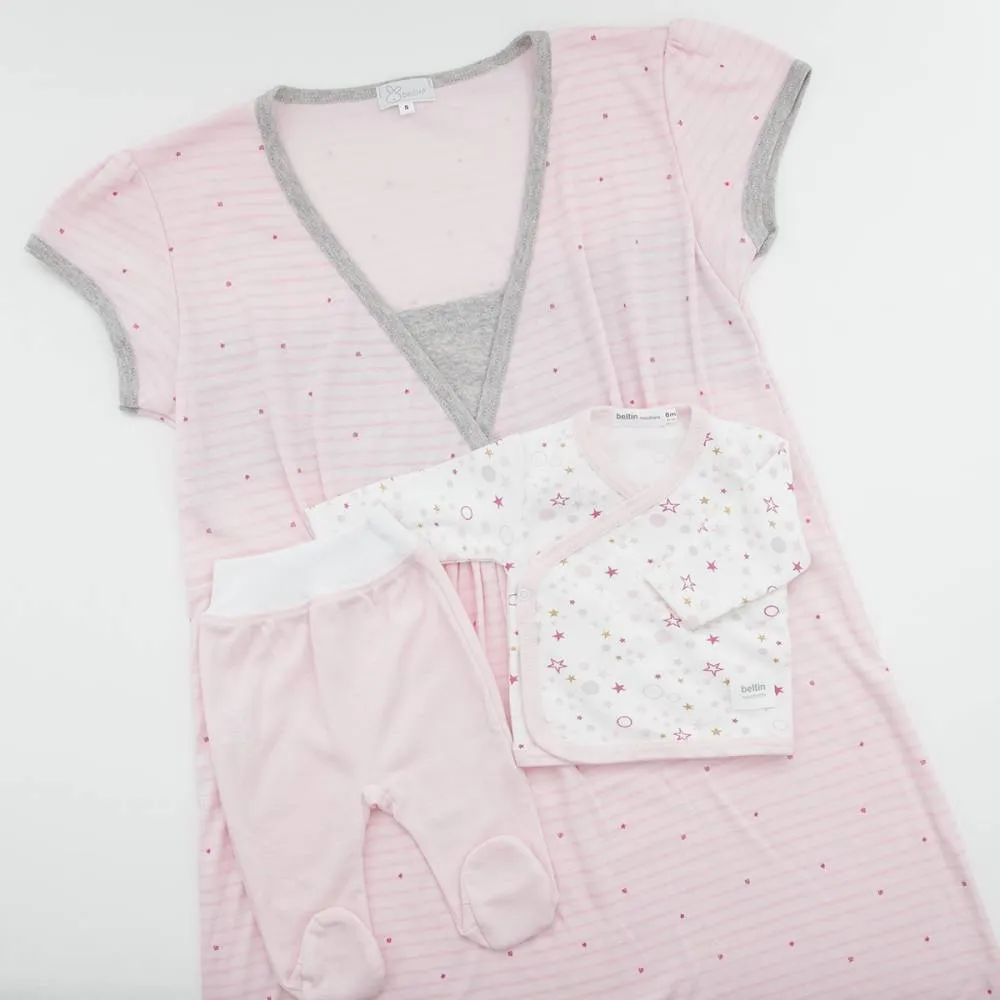Pack Lucy camisón premamá con primera puesta de Beltin Newborn