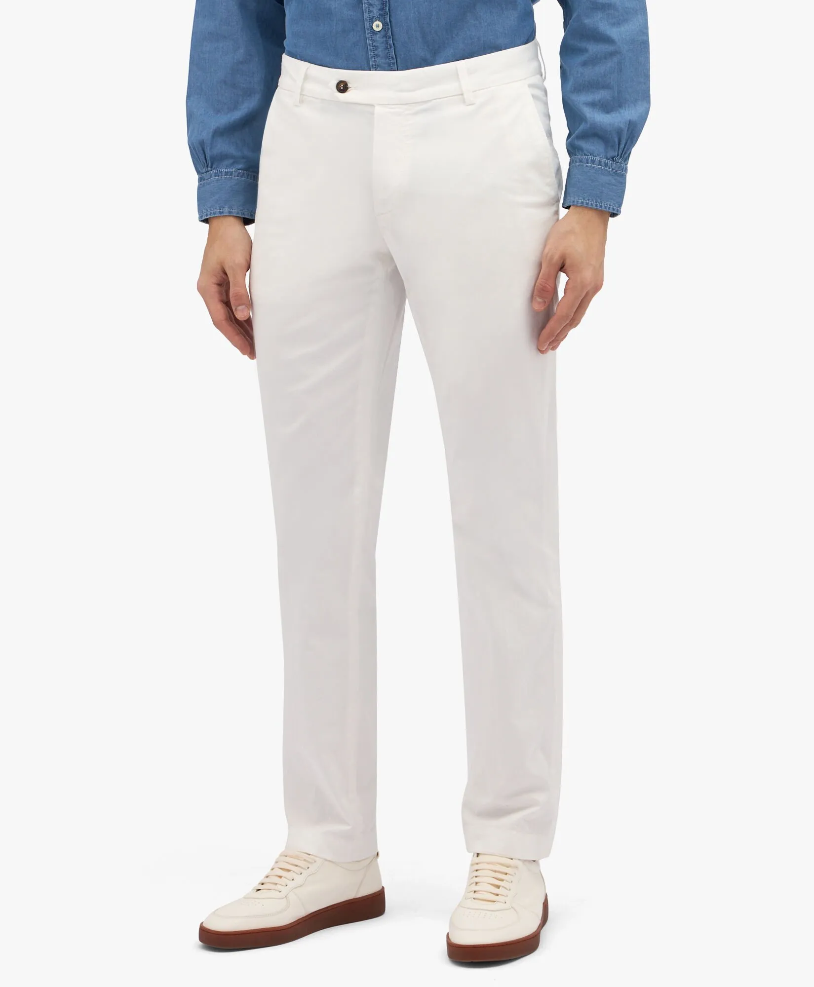 Pantalón chino blanco de algodón elástico