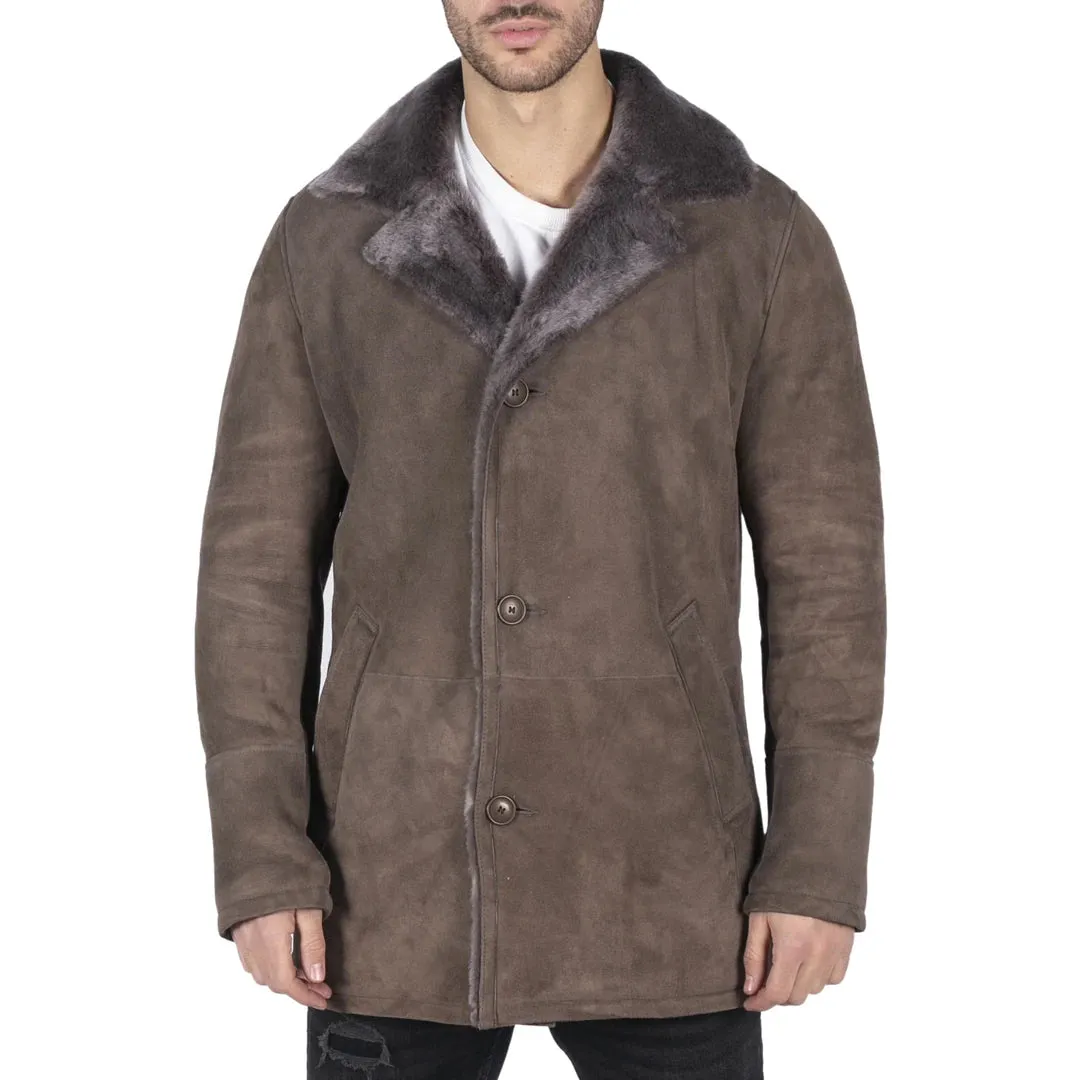 Patio de oveja para hombres BEIGE Classic 3/4 Chaqueta Botón V Cuello