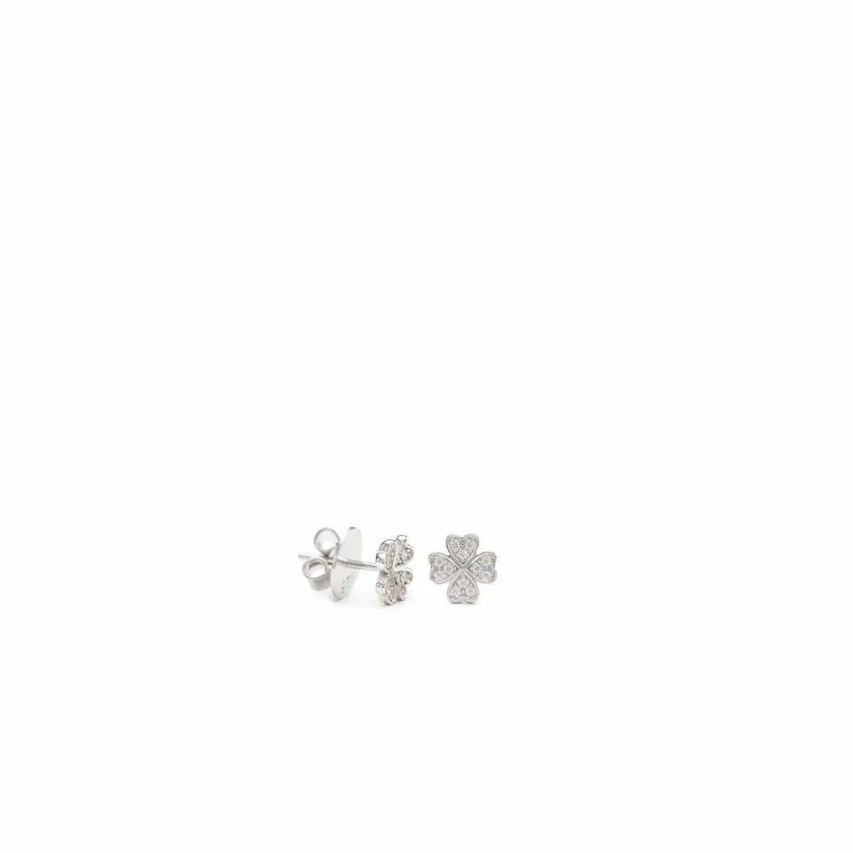 Pendientes pequeos plata brillantes trébol 4 hojas
