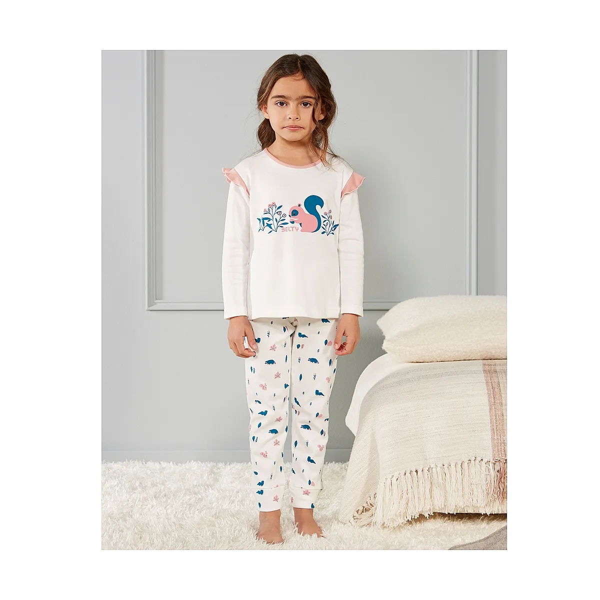 PIJAMA ALGODÓN AFELPADO ARDILLAS Y HOJAS