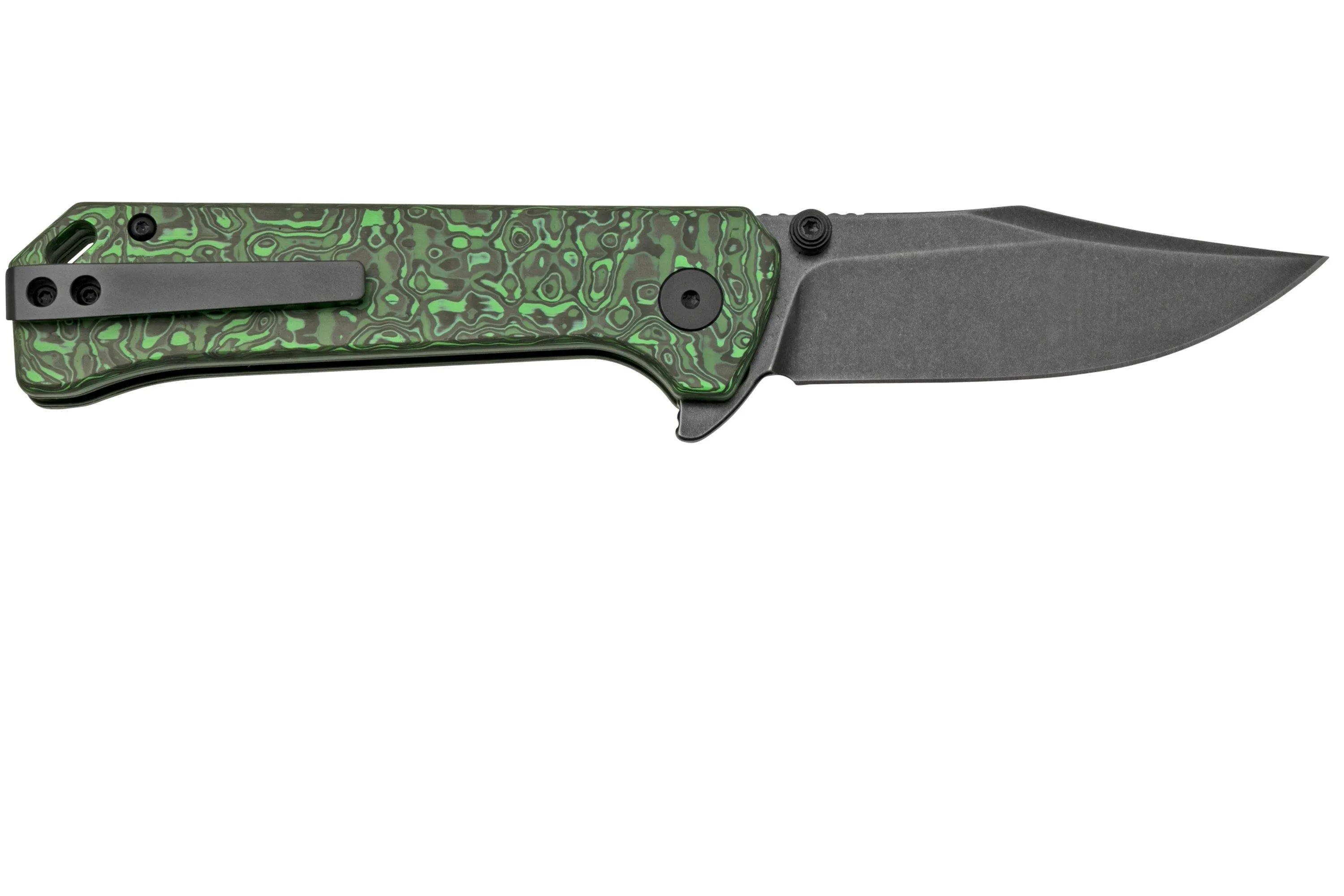 QSP GREBE QS147G2, S35VN BLACK CLIPPOINT GREEN CARBON, NAVAJA
