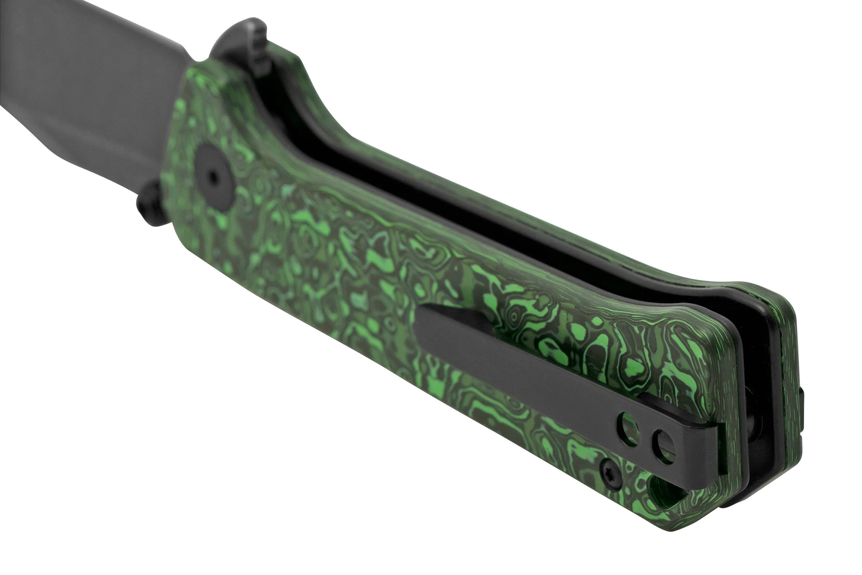 QSP GREBE QS147G2, S35VN BLACK CLIPPOINT GREEN CARBON, NAVAJA