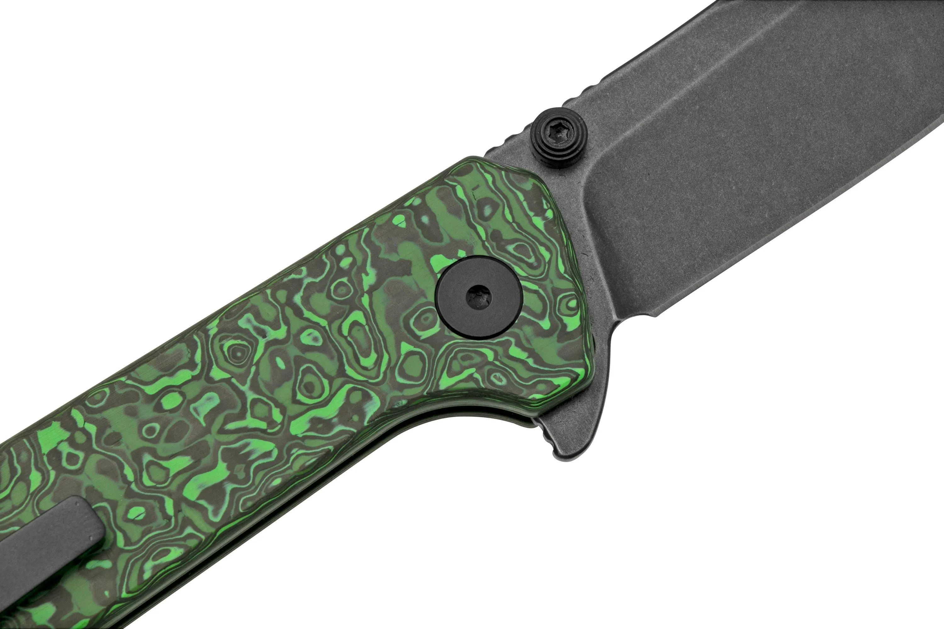QSP GREBE QS147G2, S35VN BLACK CLIPPOINT GREEN CARBON, NAVAJA