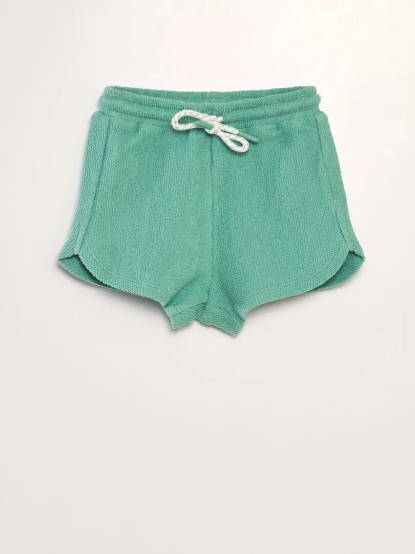 SHORT LISO ESTILO TEJIDO DE RIZO  VERDE