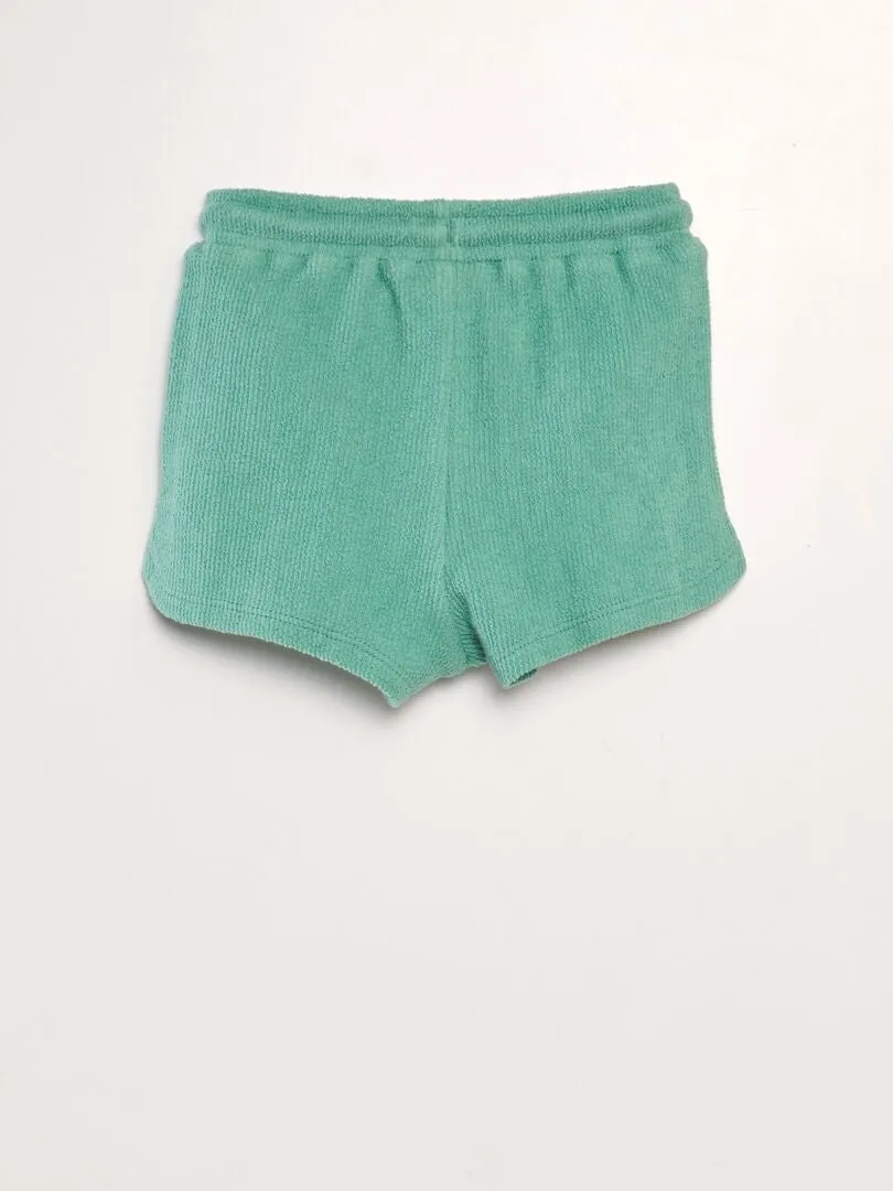 SHORT LISO ESTILO TEJIDO DE RIZO  VERDE
